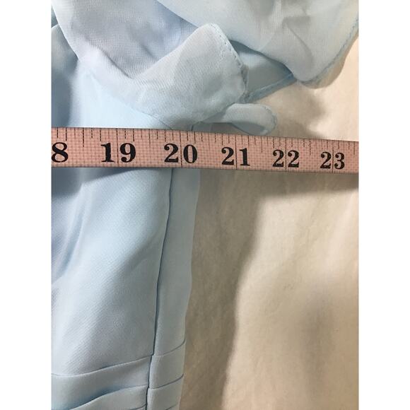 BRIDESMAID  SZ 12 L Blue Handkerchief Vneck Lace up party Maxi Dress NEW B82 - Picture 5 of 8